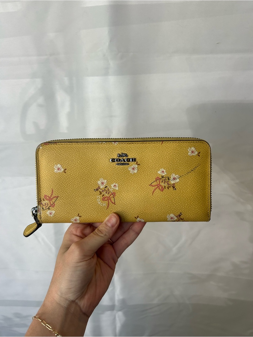 Coach Yellow Floral Zip-Around Wallet